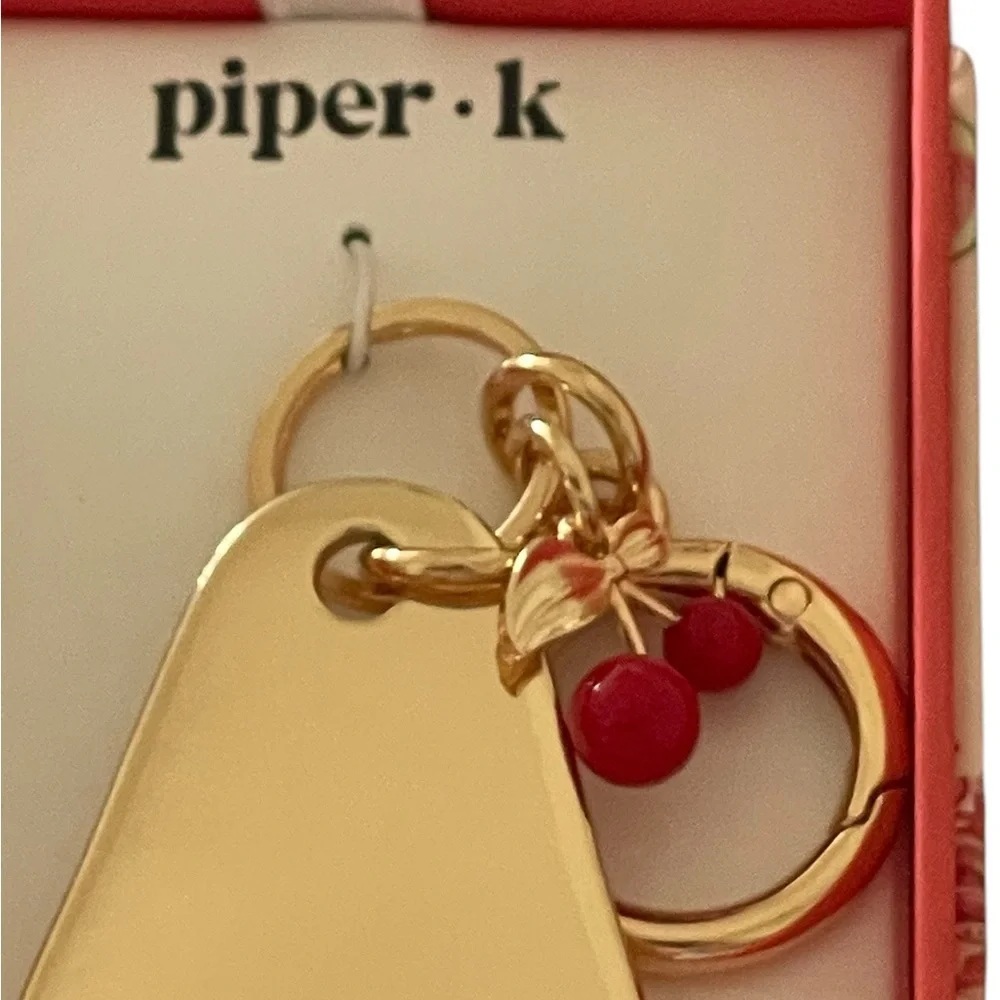 PIPER K Gold-Tone Keychain Bag Charm Cherry Ma Cherie